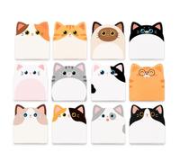 RhiVrillion Notas Adhesivas 12 Lotes 240 Hojas - Sticky Notes Kawaii Perro Gato, Posits Monísimos Papelería Bonita, Mini Libreta Regalos Escolares, Detalles Navideños para Regalar