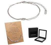 RhiVrillion Pulsera amistad amigas plata, pulseras de la amistad para mejores amigas con caja negra - regalo para pareja hermana mamá cumpleaños Navidad