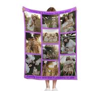RHMMDIYST Manta Personalizada con Foto | Manta Sofa Personalizada | Regalos Personalizados para mamá, papá, Pareja, familiay Amigos-(10 Fotos)