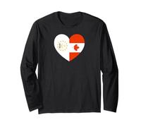 Rhode Island and Canada Flags: Heart Shaped Unity Manga Larga