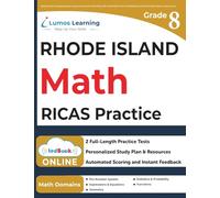 Rhode Island Comprehensive Assessment System Test Prep: 8th Grade Math Practice Workbook and Full-length Online Assessments: RICAS Study Guide