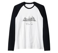 Rhode Island Home Black Skyline Travel Art Souvenir Camiseta Manga Raglan