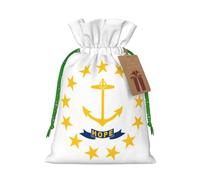 Rhode Island State Flag Print - Bolsa de regalo con cordón para bodas, fiestas, cumpleaños, bolsa de regalo única, bolsa de lona reutilizable, 1 pieza S