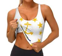 Rhode Island State Flag Print - Chaleco deportivo para mujer, transpirable, para correr, ligero, para uso diario al aire libre, casual, Negro, XL
