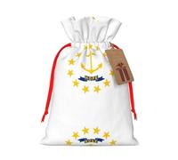 Rhode Island State Flag Print Christmas Drawstring Holiday Candy Bag Christmas Sacos de Navidad Bolsas reutilizables para envolver regalos de fiesta