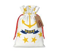 Rhode Island State Flag Print Christmas Packing Bag Bolsas de lino con cordón para regalo de boda