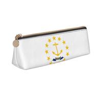 Rhode Island State Flag Triángulo Funda de cuero multifuncional Bolsa de cosméticos portátil Bolsa de almacenamiento de maquillaje y papelería, blanco, tamaño único, ligero, Blanco, One Size, Ligero