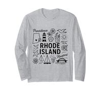 Rhode Island USA State Symbols Vintage Souvenir Cute Doodle Manga Larga
