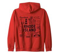 Rhode Island USA State Symbols Vintage Souvenir Cute Doodle Sudadera con Capucha