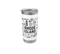 Rhode Island USA State Symbols Vintage Souvenir Cute Doodle Vaso térmico de acero inoxidable de doble pared