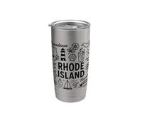 Rhode Island USA State Symbols Vintage Souvenir Cute Doodle Vaso térmico de acero inoxidable de doble pared