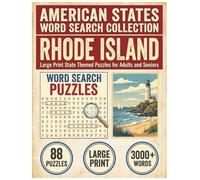 Rhode Island Word Search Puzzle Book: Large Print State Themed Puzzles for Adults and Seniors: Explore Local Cities, History, Facts and Caverns & ... (American States Word Search Collection)