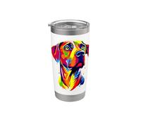 Rhodesian Ridgeback Popart Colores del Arco Iris Perro Vaso térmico de acero inoxidable de doble pared