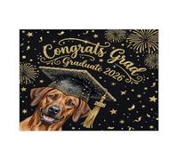 Rhodesian Ridgeback - Rompecabezas de 500 piezas, diseño de perro con texto en inglés "Congrats Grad" para adultos, rompecabezas de madera con tapa de diploma de cachorro, decoración impresa clase de