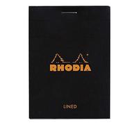 Rhodia 116009C - Bloc de Notas Grapado y Microperforado,7,4 x 10,5 cm - 150 Hojas, 80 g, Cuadrícula , Color - Negro