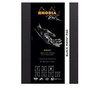 Rhodia 116100C Marker Pad - Bloque encolado en cabeza (A5+ (16 x 21 cm), 50 hojas desmontables, papel Clairefontaine Layout blanco liso, 100 g/m2, color papier Maya noir A5