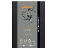 Rhodia 116100C Marker Pad - Bloque encolado en cabeza (A5+ (16 x 21 cm), 50 hojas desmontables, papel Clairefontaine Layout blanco liso, 100 g/m2, color papier Maya gris A5