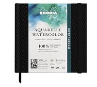 Rhodia 116142C Rhodia Touch Watercolor Book, papel 100% algodón grano fino 300g - 15x15 cm 40 páginas folleto cosido rígido