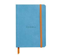 RHODIA 117307C - Carnet Souple Turquoise - A6 - Ligné - 144 pages - Papier Clairefontaine Ivoire 90 g/m² - Marque-Page, Fermeture Élastique - Couverture Simili Cuir - Collection Rhodiarama