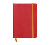 RHODIA 117313C - Carnet Souple Coquelicot - A6 - Ligné - 144 pages - Papier Clairefontaine Ivoire 90 g/m² - Marque-Page, Fermeture Élastique - Couverture Simili Cuir - Collection Rhodiarama