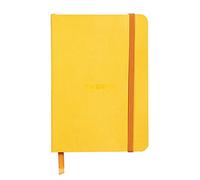 RHODIA 117316C - Carnet Souple Jonquille - A6 - Ligné - 144 pages - Papier Clairefontaine Ivoire 90 g/m² - Marque-Page, Fermeture Élastique - Couverture Simili Cuir - Collection Rhodiarama