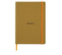 Rhodia 117382C - Libreta Gold Soft - A5 - Rayado - 160 páginas - Papel Marfil 90 g/m - Marcapáginas, Cierre Elástico - Cubierta de Piel Sintética - Colección Rhodiarama