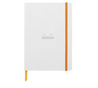 Rhodia 117386C - Libreta Blanda Blanca - A5 - Rayado - 160 páginas - Papel Marfil 90 g/m - Marcapáginas, Cierre Elástico - Cubierta de Piel Sintética - Colección Rhodiarama