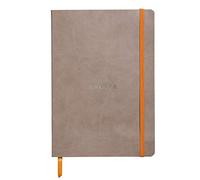 RHODIA 117404C - Carnet Souple Taupe - A5 - Ligné - 160 pages - Papier Clairefontaine Ivoire 90 g/m² - Marque-Page, Fermeture Élastique - Couverture Simili Cuir - Collection Rhodiarama: 28