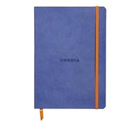 RHODIA 117408C - Carnet Souple Saphir - A5 - Ligné - 160 pages - Papier Clairefontaine Ivoire 90 g/m² - Marque-Page, Fermeture Élastique - Couverture Simili Cuir - Collection Rhodiarama