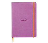 RHODIA 117411C - Carnet Souple Lilas - A5 - Ligné - 160 pages - Papier Clairefontaine Ivoire 90 g/m² - Marque-Page, Fermeture Élastique - Couverture Simili Cuir - Collection Rhodiarama