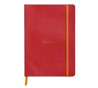 RHODIA 117413C - Carnet Souple Coquelicot - A5 - Ligné - 160 pages - Papier Clairefontaine Ivoire 90 g/m² - Marque-Page, Fermeture Élastique - Couverture Simili Cuir - Collection Rhodiarama