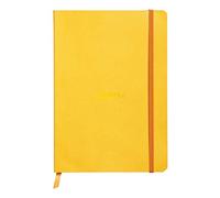 RHODIA 117416C - Carnet Souple Jonquille - A5 - Ligné - 160 pages - Papier Clairefontaine Ivoire 90 g/m² - Marque-Page, Fermeture Élastique - Couverture Simili Cuir - Collection Rhodiarama