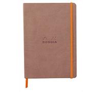 RHODIA 117438C - Cuaderno flexible de madera de rosa, A5, puntadas de punto, 160 páginas, papel Clairefontaine Marfil, 90 g/m², con marcapáginas, cierre elástico, tapa de piel sintética