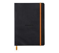 RHODIA, 117452C, Cuaderno Rhodiarama, Cubierta: piel sintética , A5, Interior: punteado, 160 páginas, Papel Clairefontaine ahuesado 90 g/m², Marcapáginas, cierre elástico, Negro