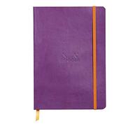 RHODIA 117460C - Cuaderno suave púrpura - A5 - Punto punteado - 160 páginas - Papel Clairefontaine marfil 90 g/m² - Marcador, cierre elástico - Cubierta de piel sintética - Colección Rhodiarama