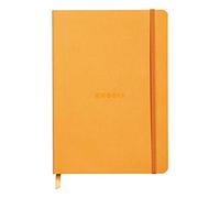 RHODIA 117465C - Libreta Flexible Naranja - A5 - Dotted Dot - 160 páginas - Papel Clairefontaine Marfil 90 g/m² - Marcapáginas, Cierre Elástico - Cubierta de Piel Sintética - Colección Rhodiarama