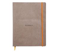 RHODIA 117504C - Cahier Souple Taupe - 19x25 cm - Ligné - 160 pages - Papier Clairefontaine Ivoire 90 g/m² - Marque-Page, Fermeture Élastique - Couverture Simili Cuir - Collection Rhodiarama
