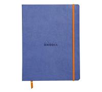 RHODIA 117508C - Cahier Souple Saphir - 19x25 cm - Ligné - 160 pages - Papier Clairefontaine Ivoire 90 g/m² - Marque-Page, Fermeture Élastique - Couverture Simili Cuir - Collection Rhodiarama