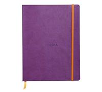 RHODIA 117510C - Cahier Souple Violet - 19x25 cm - Ligné - 160 pages - Papier Clairefontaine Ivoire 90 g/m² - Marque-Page, Fermeture Élastique - Couverture Simili Cuir - Collection Rhodiarama