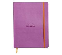 RHODIA 117511C - Cahier Souple Lilas - 19x25 cm - Ligné - 160 pages - Papier Clairefontaine Ivoire 90 g/m² - Marque-Page, Fermeture Élastique - Couverture Simili Cuir - Collection Rhodiarama