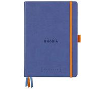 Rhodia 117570C - Libreta flexible Rhodiarama Goalbook plateada, A5 (14,8 x 21 cm), 240 p, puntos, papel Clairefontaine blanco 90 g/m2, 2 cintas, cierre elástico, piel sintética, color zafiro carnet rigide