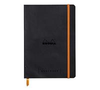 RHODIA 117742C - Cuaderno flexible Bullet Journal Goalbook negro - A5 - Punteados Dot - 240 páginas - Papel Clairefontaine marfil 90g - 2 cintas, cierre elástico , Cubierta de piel sintética negro