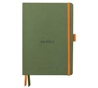 RHODIA 117804C Goalbook Sauge - Cuaderno flexible (A5, 240 páginas, papel Clairefontaine de 90 g, 2 correas, cierre elástico, tapa de piel sintética), color marfil