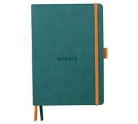 Rhodia 117806C - Cuaderno flexible Rhodiarama Goalbook Paon, A5 (14,8 x 21 cm), 240 p, DOT (puntillas), papel Clairefontaine marfil 90 g/m2, 2 cintas, cierre elástico, piel sintética