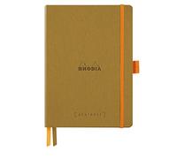 Rhodia 117811C - Cuaderno blando Goalbook Gold - A5 - Dotted Dot - 240 páginas - 90g Papel Ivory 2 cintas, cierre elástico - Funda de piel sintética
