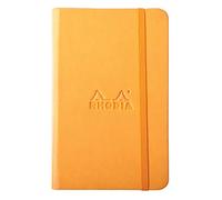 RHODIA 118068C - Cuaderno rígido para cuaderno, color naranja, tamaño A6, 192 páginas, papel marfil Clairefontaine, 90 g/m, marcapáginas, cierre elástico, funda de piel sintética