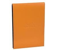Clairefontaine ES RHODIA 118138C - Funda porta-Bloc+ bloc de notas grapado n.º 13 naranja - A6 - Pequeños azulejos - 80 hojas desmontables - Papel Clairefontaine blanco 80 g/m - Portalápices - Polipiel