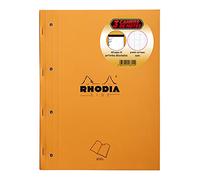 Rhodia 118315C - Lote de 3 blocs de notas grapadas a lado de Side Naranja A4, 22,3 x 29,7 cm, cuadrados grandes de 80 hojas desmontables, perforación, 4 agujeros, papel Clairefontaine blanco 80 g/m2
