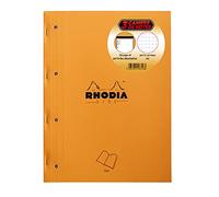 Clairefontaine ES Rhodia 118316C - Lote de 3 blocs de notas grapadas a lado de Side Naranja A4 22,8 x 29,7 cm pequeños cuadrados 5 x 5 80 hojas desmontables, perforación, 4 agujeros, papel Clairefontaine blanco 80 g/m2