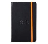 RHODIA 118642C - Carnet Rigide Noir - A6 - Ligné - 192 pages - Papier Clairefontaine Ivoire 90 g/m² - Marque-Page, Fermeture Élastique - Couverture Simili Cuir - Collection Rhodiarama